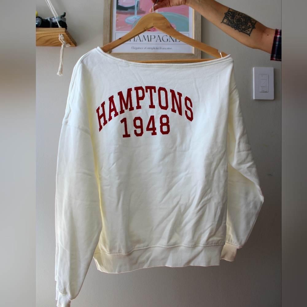 H&M Hamptons Graphic Off-Shoulder Sweater